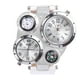 thumbnail image 1 of 1Pcs Reloj de cuero genuino con inserciones dobles Reloj de cuarzo con brújula y termómetro para deportes al aire libre (blanco), 1 of 7