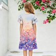 thumbnail image 5 of Abcomgle Girls Dresses Casual A-Line Double Layer Ruffle Sleeve Midi Dress Floral Print Holiday Crew Neck Swing Sundresses for 4-14t Kids, 5 of 5