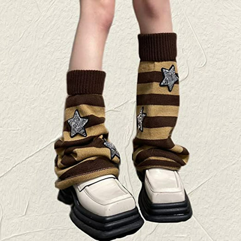Women Goth Leg Warmers Y2k Harajuku Gothic Leg Sleeves kawaii Baggy Stripe  Leg Warm Socks Cosplay Streetwear 