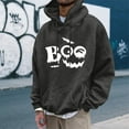 thumbnail image 2 of Yuncity Halloween Hoodie Men Letter Print Pullover Sweatshirt Casual Warm Lined Hooded For Fall Winter Comfort Casual Tops Size Xxxl, 2 of 4