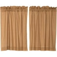 thumbnail image 2 of Golden Tan Primitive Kitchen Curtains Kindred Star Rod Pocket Cotton Hanging Loops Plaid 36x36 Tier Pair, 2 of 2
