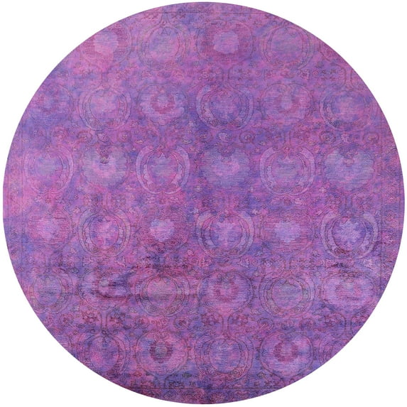 Ahgly Company Machine Washable Indoor Round Industrial Modern Tyrian Purple Area Rugs, 8' Round