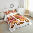 thumbnail image 3 of Manfei Cute Gingerbread Man Queen Comforter Set,Christmas Tree Bedding Sets,White Brown Bedding Comforter Set For Kids,Ultra Soft Home Decor Reversible,3pcs, 3 of 8