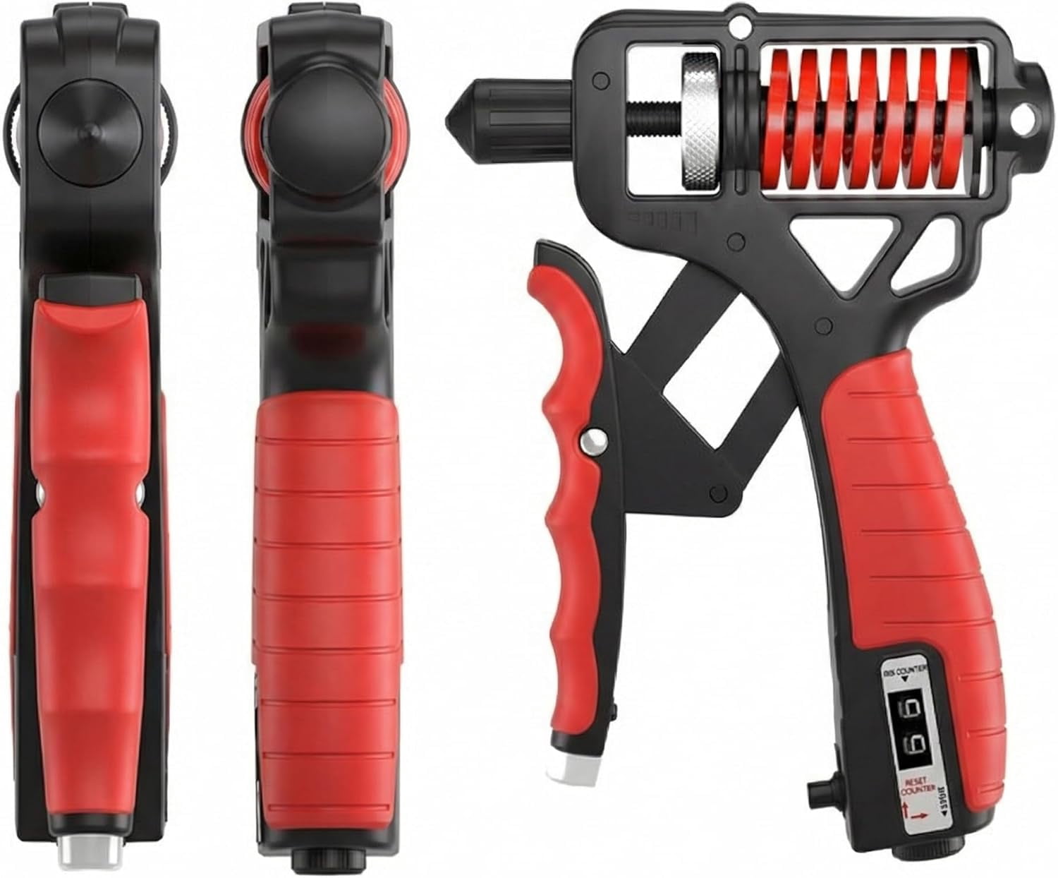 Adjustable Hand Grip Strengthener with Electronic Counter, 11-364 Lbs Resistance Non-Slip Handle Grip Trainer for Finger and Forearm Exercise(red)