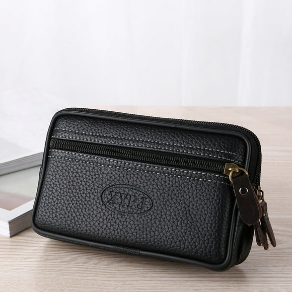 WIZUTIZ Fanny Packs Women Card Case Purse for Men Zipper Pockets Medium Solid Bags Water Resistant Lightweight Bag 1 PC Black