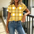 thumbnail image 6 of Ihhxva Tops for Women Plaid Button-Up Blouse Fit Button Detail Moisture-Wicking V-Neck Short Sleeve Shirt S-2XL, 6 of 7