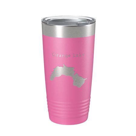 

Orange Lake Map Tumbler Travel Mug Insulated Laser Engraved Coffee Cup Maine 20 oz Pink