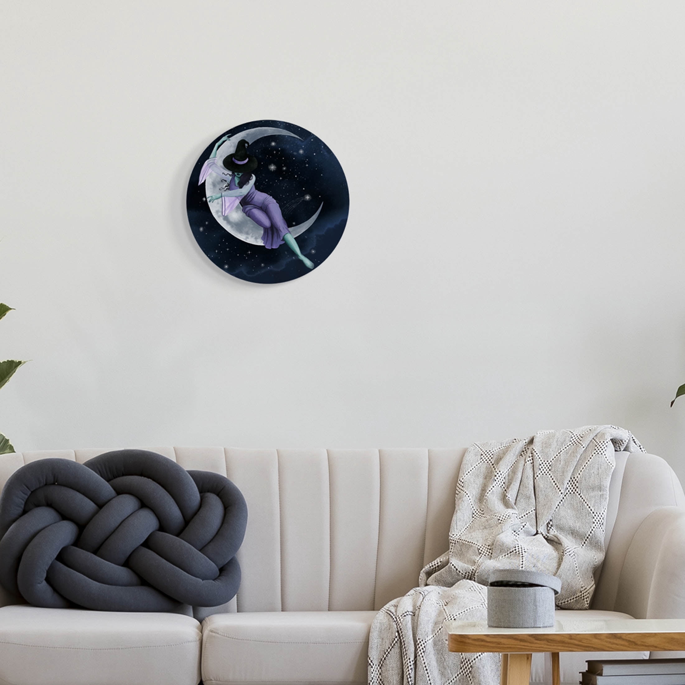 Stupell Industries Witch Resting Crescent Moon Graphic Art Unframed Art Print Wall Art, Design by Grace Popp