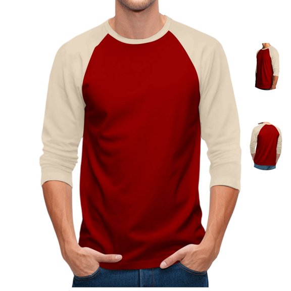FOPSUFGWFO Men's Long Sleeve T-Shirt Crew Neck Soft Breathable Tops Casual Fashion Lightweight Classic Fit Blouses for Fall Wear XL