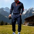 thumbnail image 4 of Yusimy Men's Fleece-Lined 2-Piece Cargo Set Half-Zip Zip-Up Stand-Up Collar Pocket Jogger Pants Casual, 4 of 9