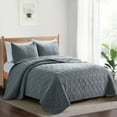 thumbnail image 3 of Peace Nest 2-Piece Reversible Pattern Quilted Coverlet Set, Dark Gray, Twin, 3 of 6