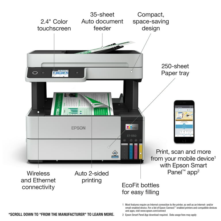 EcoTank Pro ET-5150 Wireless All-in-One Printer with Refillable