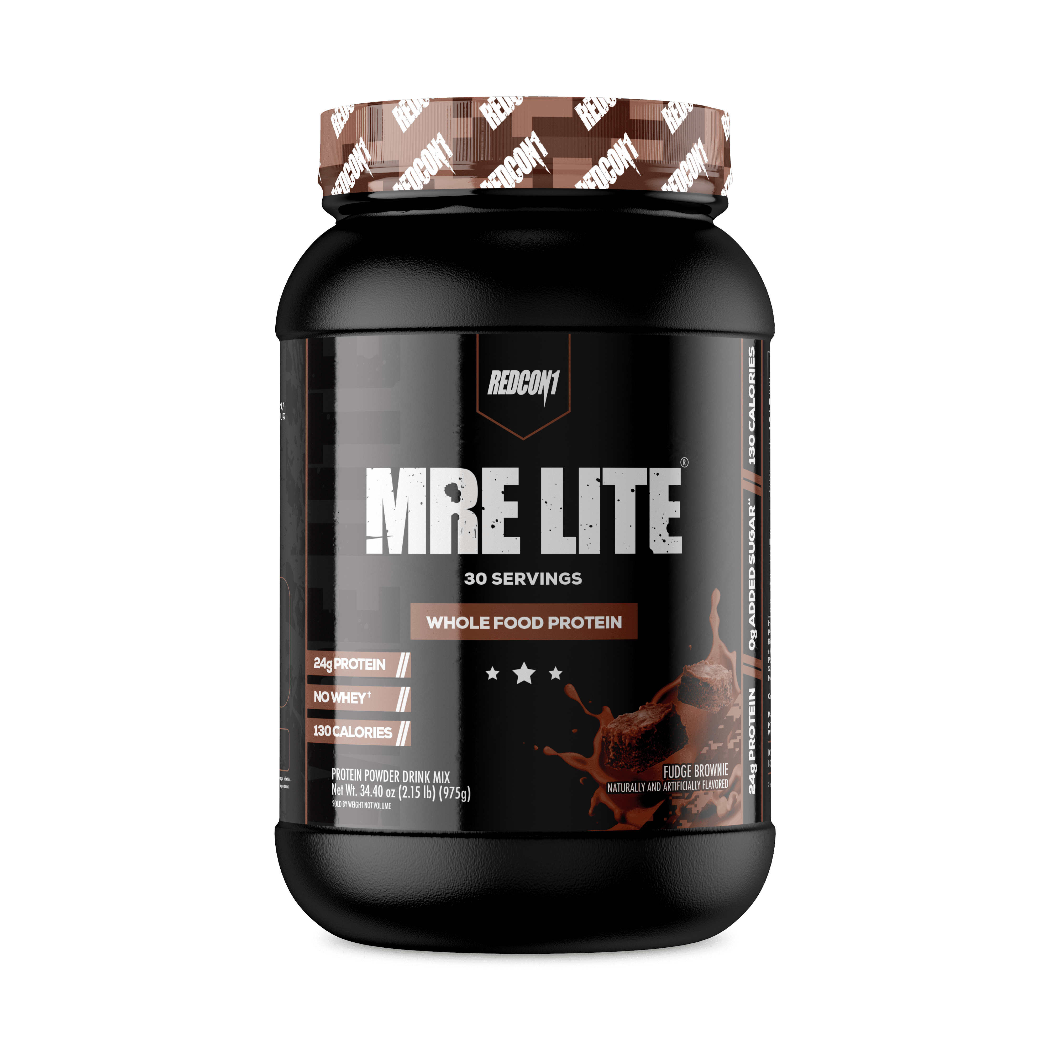 REDCON1 MRE Lite Whole Food Protein Powder, Fudge Brownie - Low Carb & Whey Free Meal Replacement with Animal Protein Blends - Easy to Digest Supplement Made with MCT Oils (30 Servings)
