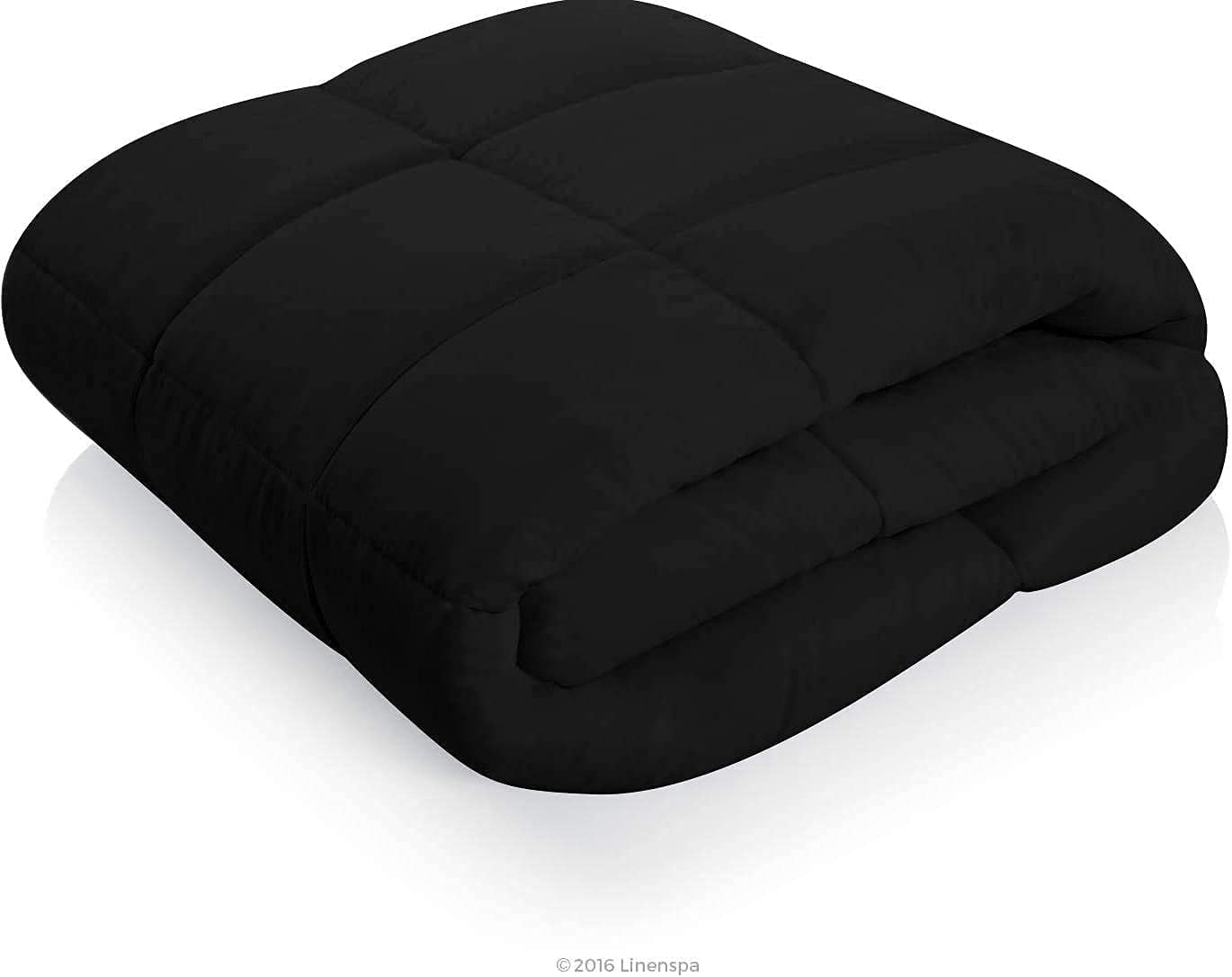 Roch Linen Lightweight All Season Down Alternative Comforter - 100% Cotton and Soft Quilted Duvet Insert, Cooling Comforter for Warm Weather/Hot Sleepers -(King/Cal King, Black)