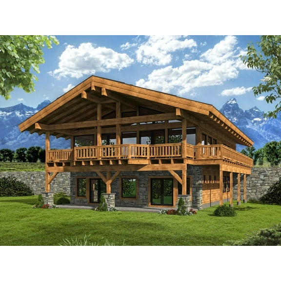 001-3700: Cabin Mountain 3 Bed, 4 Bath Luxury Home Plan, 3391 Sq Ft: Full Blueprints with License to Build by Home Plan Marketplace - Lesuto