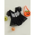 thumbnail image 3 of Bagilaanoe Newborn Baby Girl Halloween Rompers Dress Pumpkin/ Skull Print Short Sleeve Bodysuit 3M 6M 12M 18M Infant One Piece Jumpsuit Mesh Skirt, 3 of 8