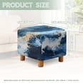 thumbnail image 5 of Jiueut Blue White Fluid Marble Print Cover for Footstool, Stretchable Footstool Protector Comfortable Rectangular Furniture Protection with Anti Slip Band for Footrest Sofa, 5 of 7