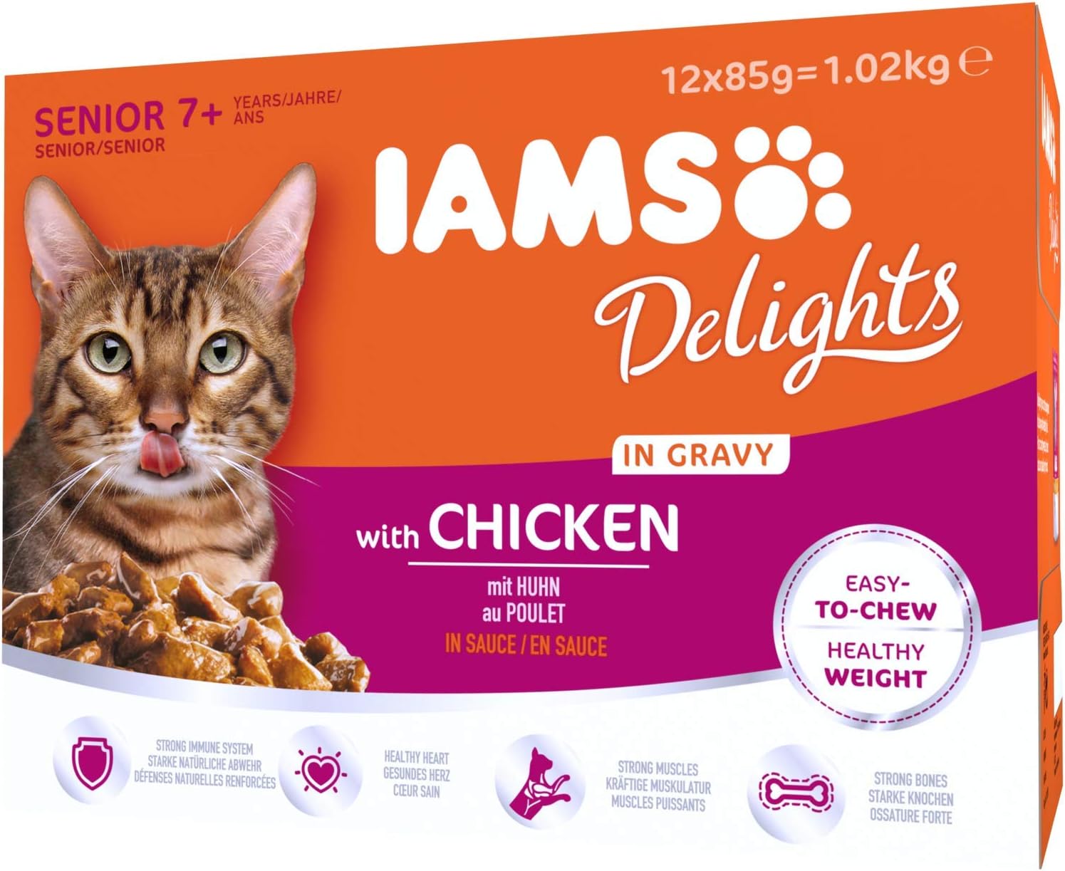 Iams Senior Cat 7+ Delights Chicken In Gravy Cat Food 24 x 85g