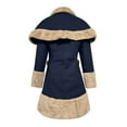 thumbnail image 5 of Babysbule Winter Jackets for Women Women's Long Sleeve Woolen Jacket Bow Cape Set Outwear Plush Stitching Coat, 5 of 7