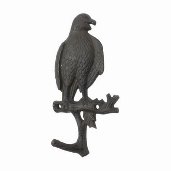 Handcrafted Model Ships K-9934-cast-iron 5 x 1 x 7.5 in. Cast Iron Eagle Sitting on a Tree Branch Decorative Metal Wall Hooks