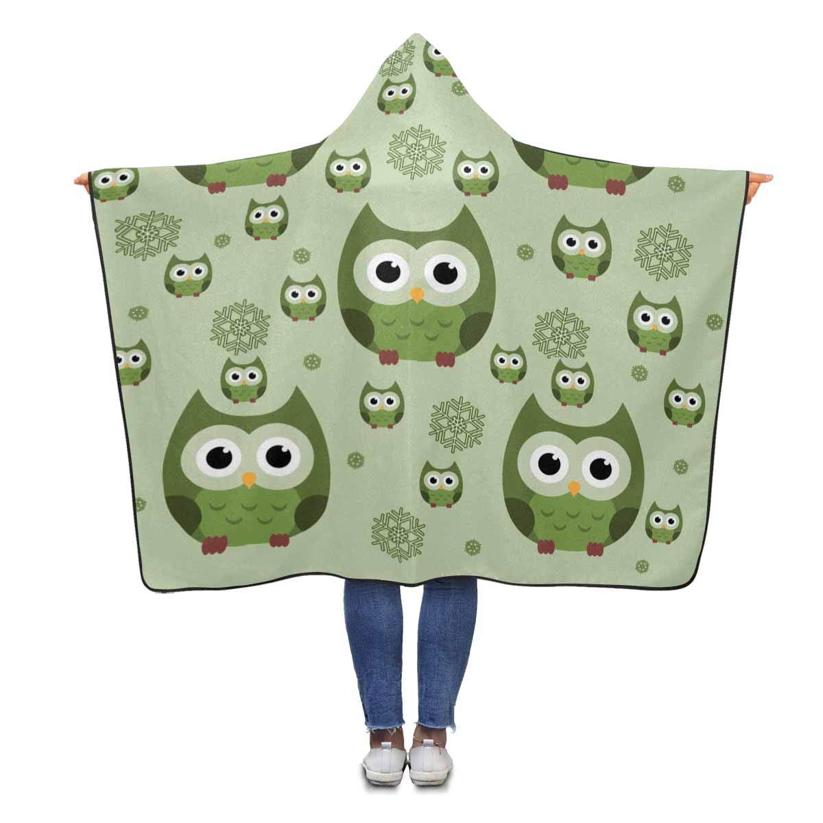 ASHLEIGH Cute Owls Green Hooded Throw Blanket 56x80 inches Adults Girls