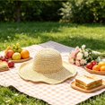 thumbnail image 4 of Women Wavy Ruffle Wide Brim Crochet Straw Sun Hat UPF 50+ UV Protection Packable Foldable Breathable Beach Travel Bucket Hat Beige, 4 of 4