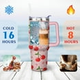 thumbnail image 4 of 40oz Red Cherry Fruit Pattern Stainless Steel Flip Straw Tumbler Spill Proof Travel Cup Double Wall Vacuum Insulated Coffee Mug with Top Handle, 4 of 6