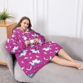 thumbnail image 5 of Oversized Wearable Blanket Hoodie,Cartoon Unicorn Pattern Sherpa Blanket Hoodie with Super Pockets,Super Warm Fuzzy Pullover for Women & Men, 5 of 6