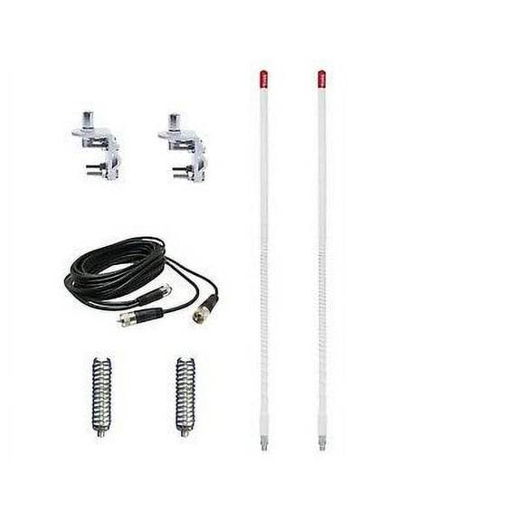 NEW 2 FIRESTIK 2 KW3 W 3FT WHITE CB ANTENNAS, 18FT DUAL COAX, MOUNTS & SPRINGS