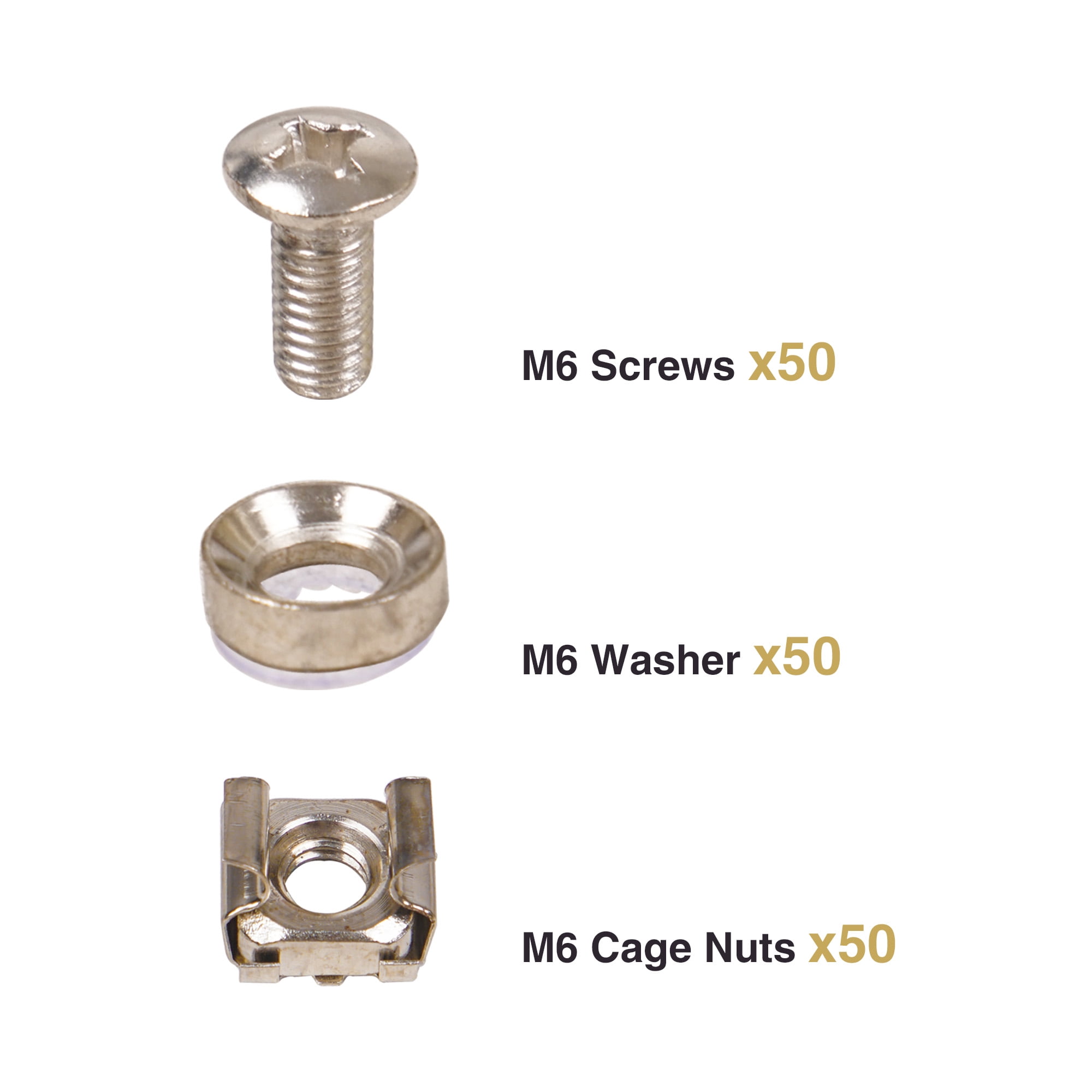 Sound Town M6 Rack Screws and Cage Nuts, 50 Sets, for Rack Cases, Server Mounting, Enclosures (STCN-M6X50)