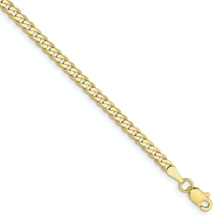10k Yellow Gold 2.9mm Flat Beveled Link Curb Chain Anklet Ankle Beach Bracelet 8 Inch :