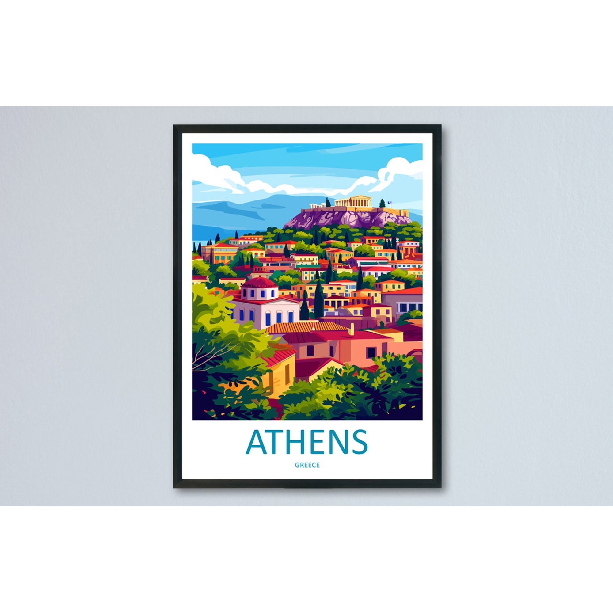 Athens City Travel Wall Art Landmark Wall Art Unframed Paper Print
