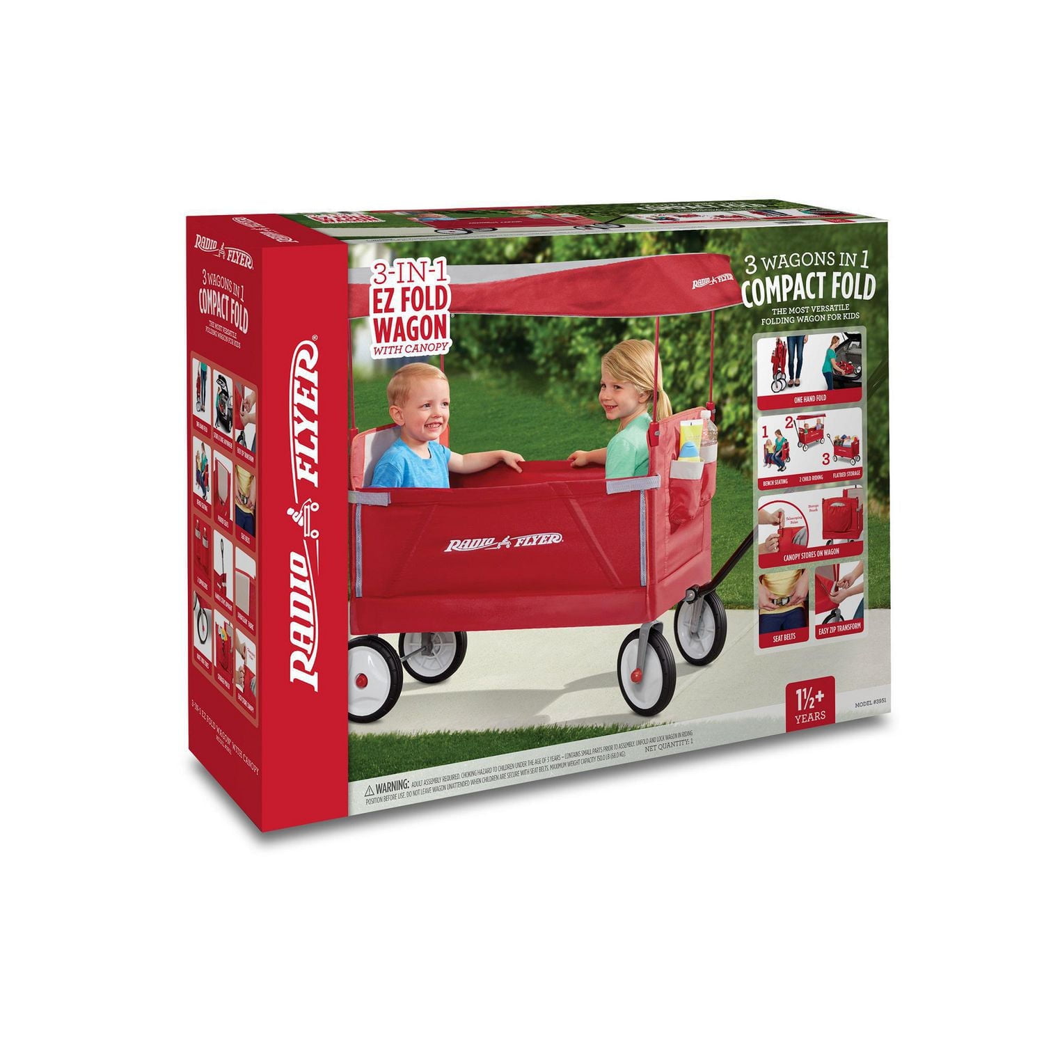 Radio Flyer 3-in-1 EZ Fold Wagon® with Canopy