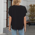 thumbnail image 7 of Stichou Women's Casual Tops 2026 Round Neck Basic Pleated Short Sleeve Loose Fit Curved Back Chiffon Blouses Tshirts Black L, 7 of 7