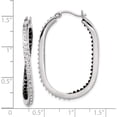 thumbnail image 4 of Sterling Silver Ss Platinum-Plated Diamond Mystique Black/White Dia Twisted Hoop Earrings (37 X 25) Made In United States qdf163, 4 of 5