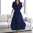 thumbnail image 1 of WILLBEST Vestidos Largos Casuales Para Mujer Verano 2025 Vestidos Casuales Midi Maxi Vestidos Ligeros Manga Corta Cuello En V Cintura Elástica Vestido De Playa Bohemio Bolsillos, 1 of 3