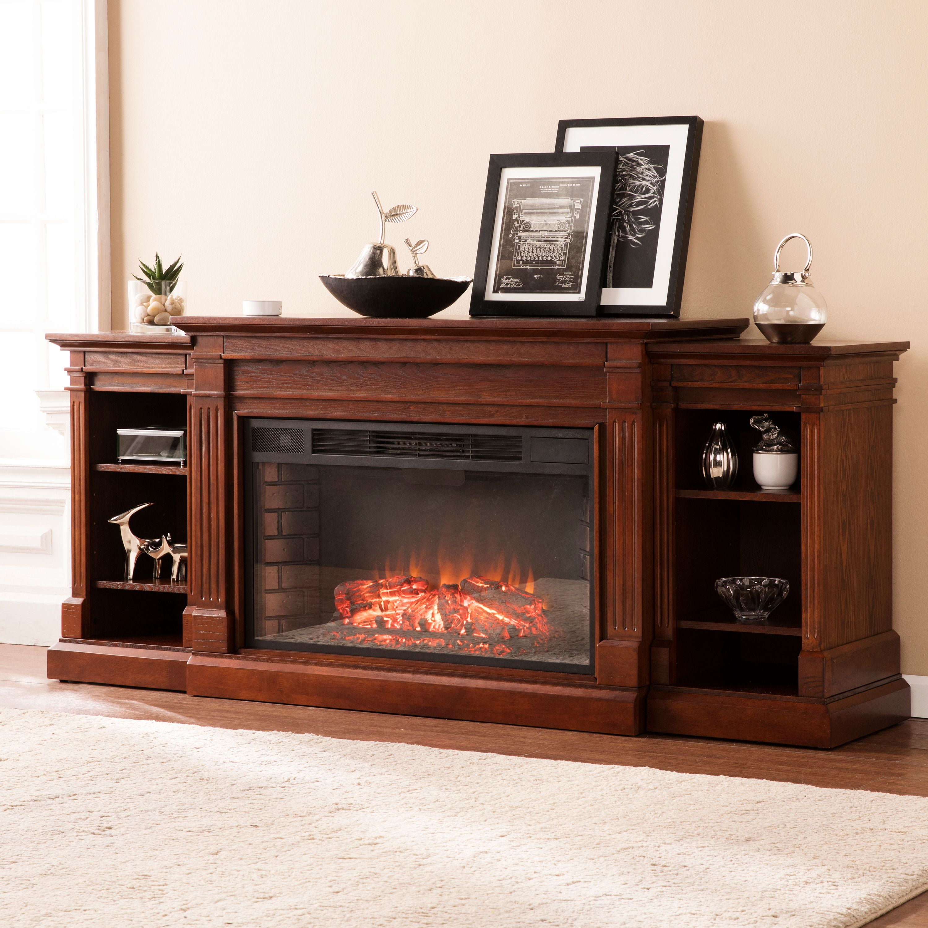 fireplace electric low profile espresso bookcases widescreen walmart reese ryhorn enterprises southern inch option