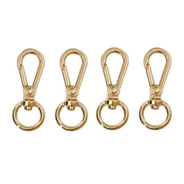 Paquete de 4 ganchos de mosquetón con ojales giratorios, clips, ganchos de hardware para bolsos, Oro