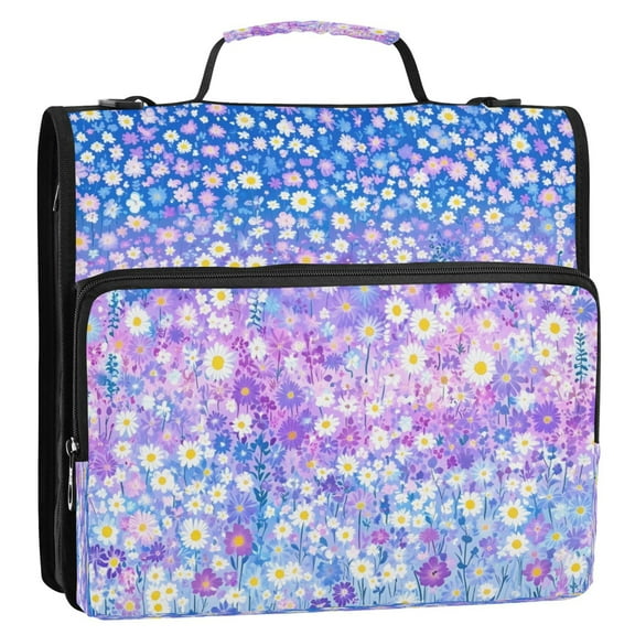 Dream Garden Stripes Lines Zipper Binder Bag 3 Ring Binder Bag,Large Capacity Durable Binder Organizer Bag