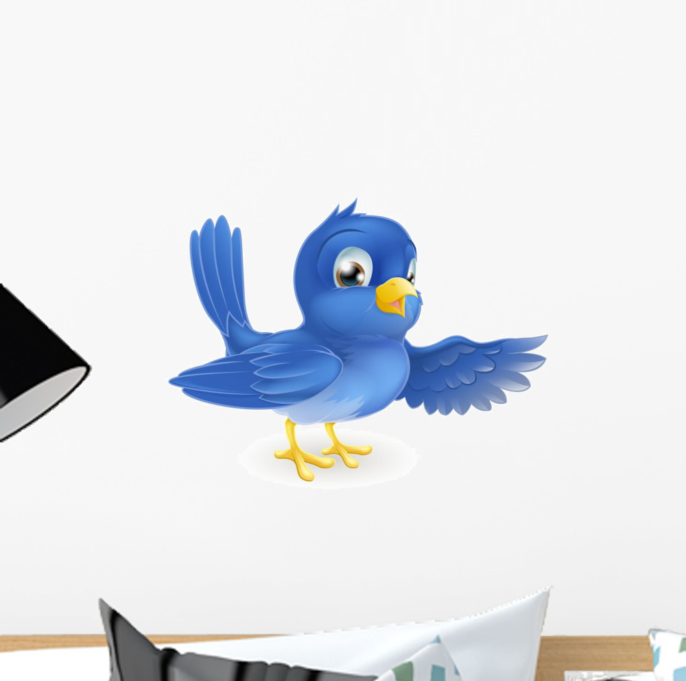 Bluebird Pointing Wall Decal Sticker by Wallmonkeys Vinyl Peel and