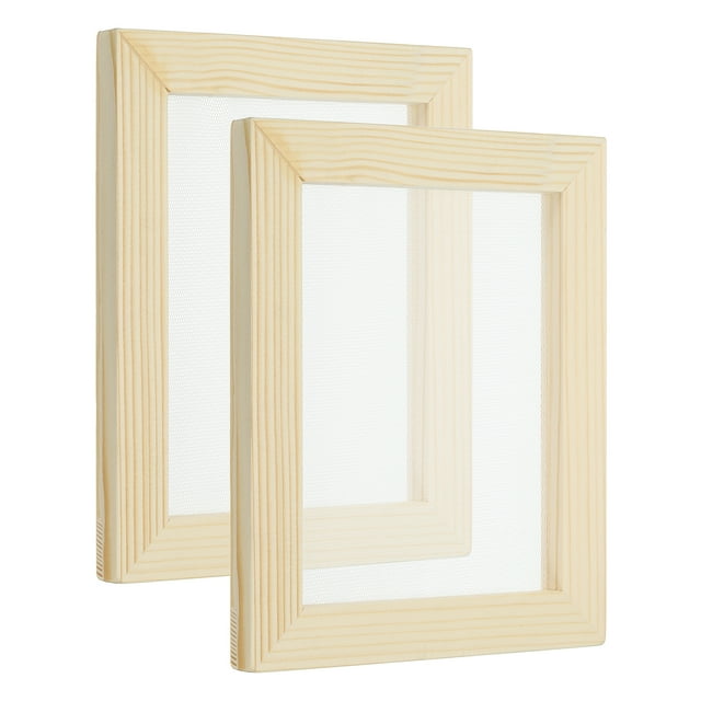 Uxcell 7.1"x5.9" Pantalla de fabricación de papel de madera, marco de molde para hacer papel, color natural 2 paquetes