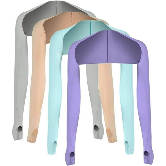 4 Pieces UV Protection Sun Shawl Cooling Arm Sleeve with Thumb Hole for Women Men Cycling Driving Golf Sleeves Cover