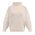 thumbnail image 3 of Suéter de cuello alto elegante para mujer, suéter de punto grueso informal de manga larga de gran tamaño, sudaderas de punto, 3 of 4