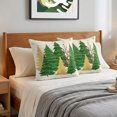 thumbnail image 6 of Pillow Covers 16x16 Set of 2, Green Christmas Tree Throw Pillow Covers Decorative Couch Cushion Cover, Golden Xmas Tree Winter Snowflake Rustic Microfiber Soft Pillowcases for Bedroom Living Room, 6 of 9