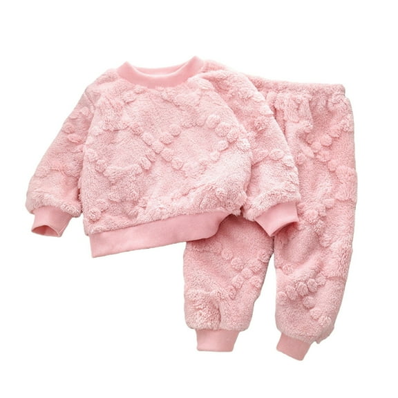 YunPes Fuzzy 2 Piece Outfit for Toddler Warm Thermal Pullover Tops Pants Suit Boys Girls Winter Cozy Soft Trendy Clothes Sets