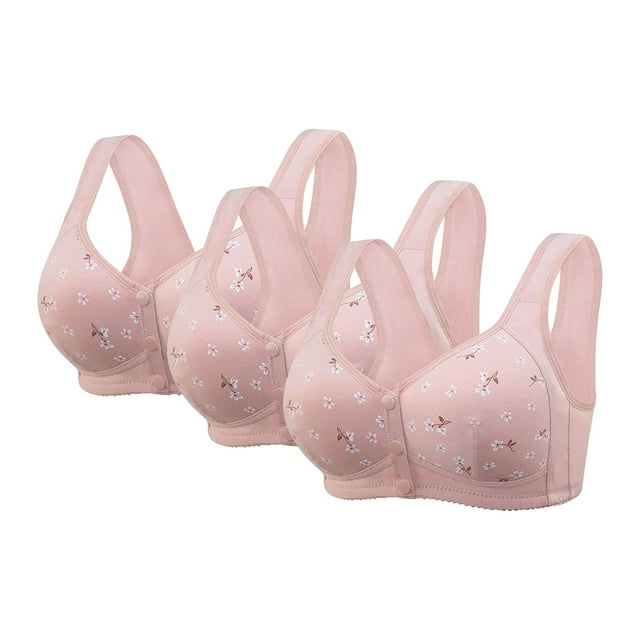 ManxiVoo Womens 3 Piece Summer Bras Set Front Closure Wireless Comfort Full Support Wide Band Everyday Wear 46 Size