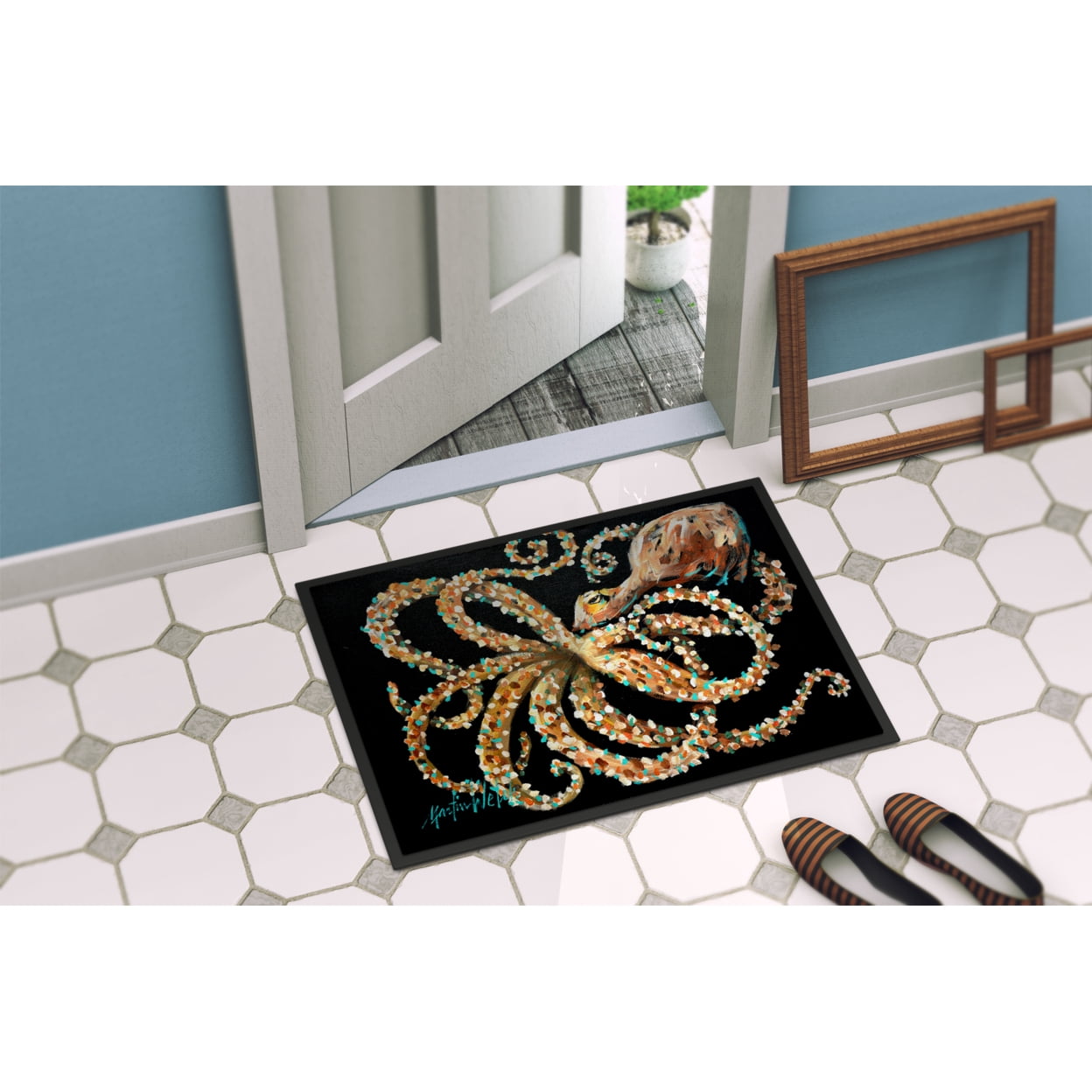Carolines Treasures MW1275MAT Eye On You Octopus Door Mat Indoor Rug or Outdoor Welcome Mat 18x27 Doormat 18H X 27W