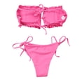 thumbnail image 2 of ITFABS Women's Solid Color Swimming Set, Bandage Bikini Top + Lace Up Briefs, 2 of 7