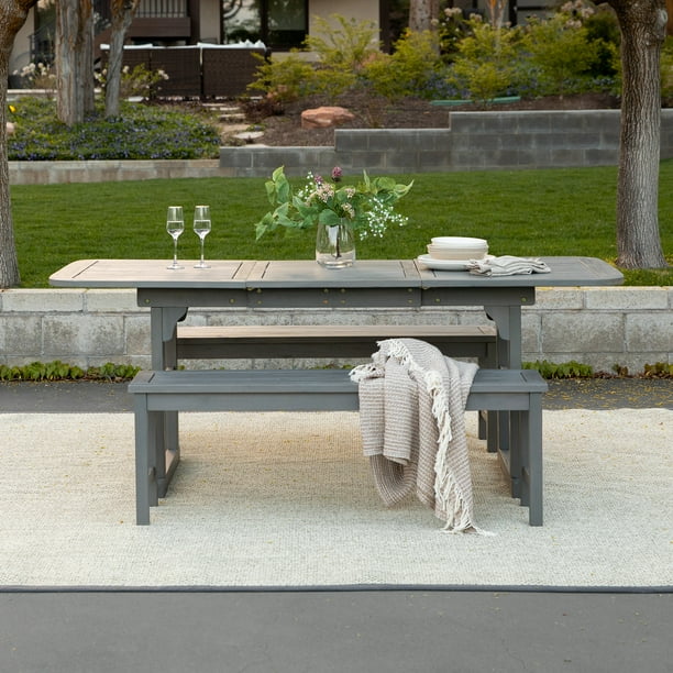 Manor Park Wooden Picnic Table with Umbrella Hole, Multiple Colors and