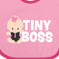 thumbnail image 4 of Inktastic Tiny Boss with Baby in Suit Girls Baby Bib, 4 of 4